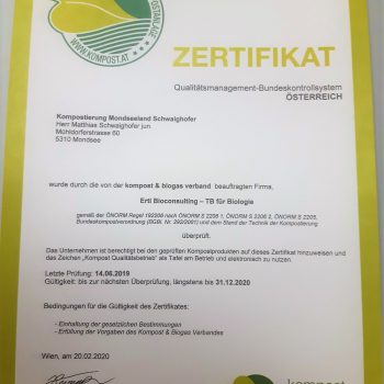 Zertifikat Kompost oberösterreich kompostieren.at