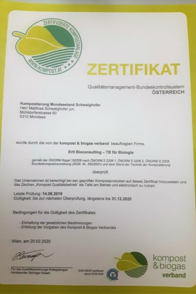 Zertifikat Kompost oberösterreich kompostieren.at